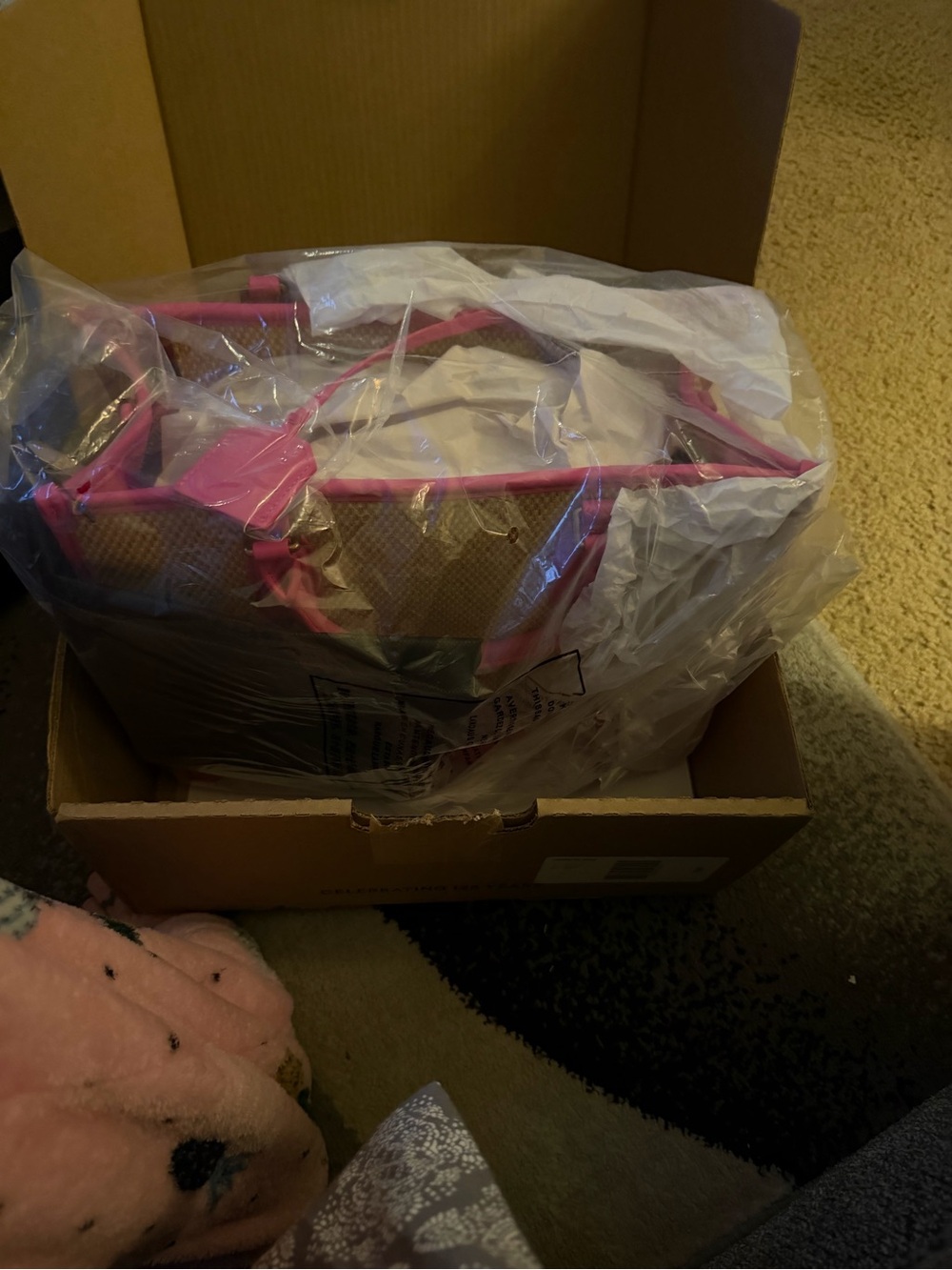 Pink Straw-Trim Tote - Picture 14 of 15
